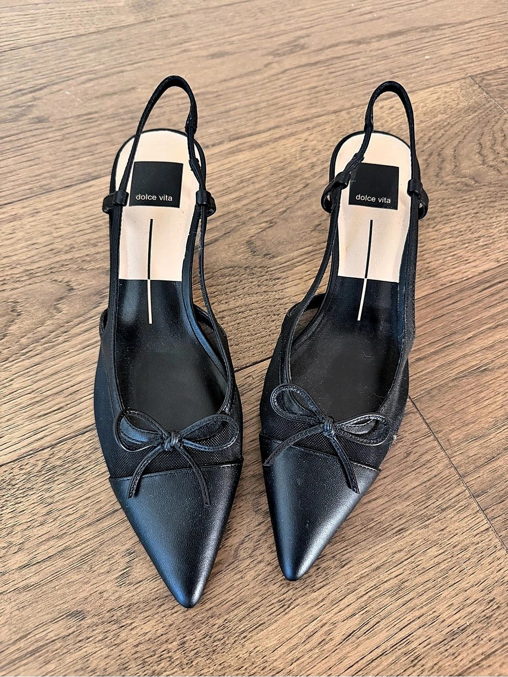 dolce vita Kandi Mesh Bow Pointed-Toe Slingback Pump Black 7.5